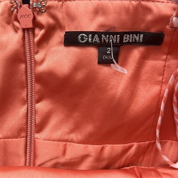Gianni Bini Layla Orange Ivory Stripe Strapless Dress Size 2 - Picture 8 of 13